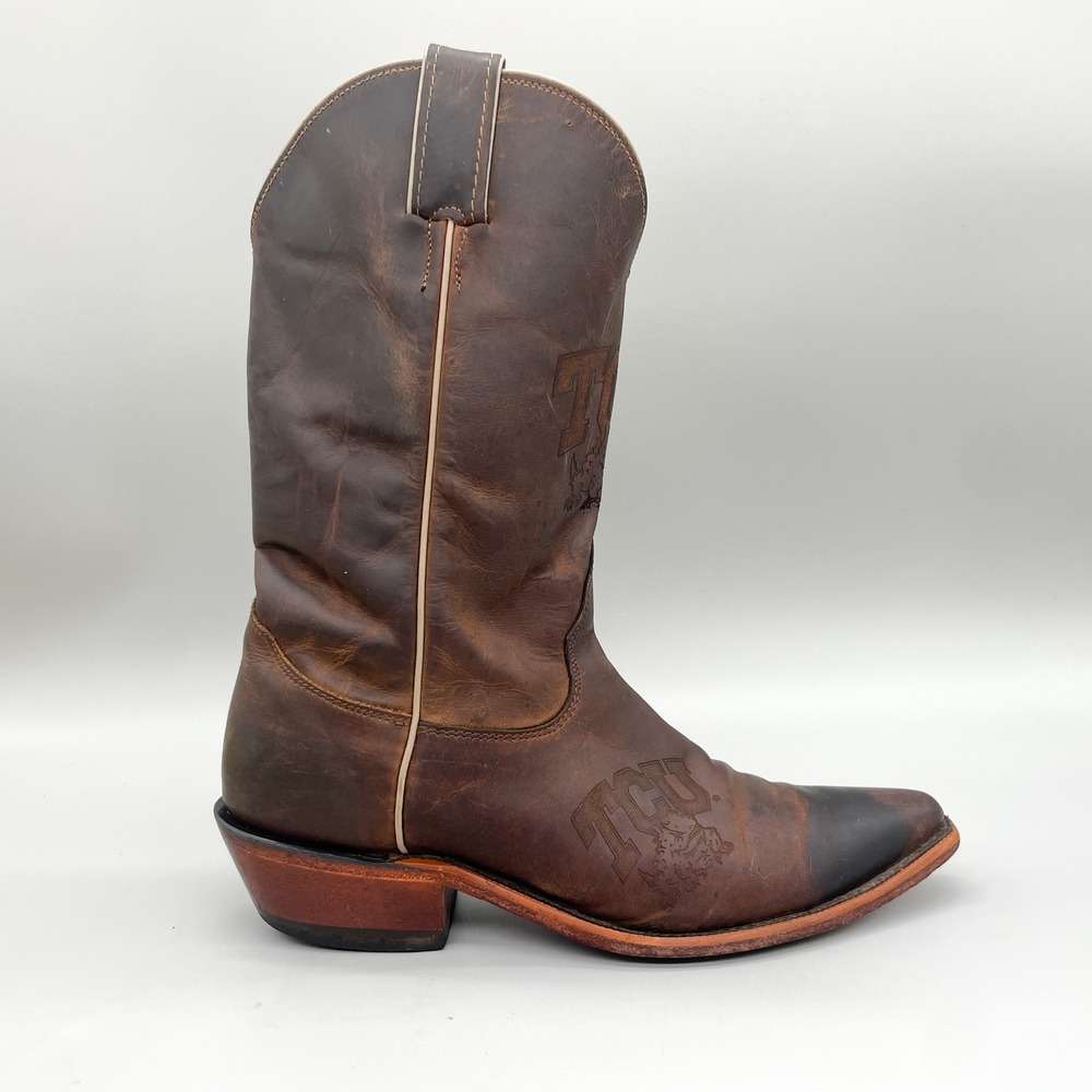 Nocona Boots TCU Horned Frogs Womens 8 B Brown Leather Western VTG Collegiate